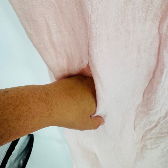 Vintage Bloomingdale’s Linen Sleeveless Dress Light Pink Sheath Cottagecore 12P - Picture 8 of 10